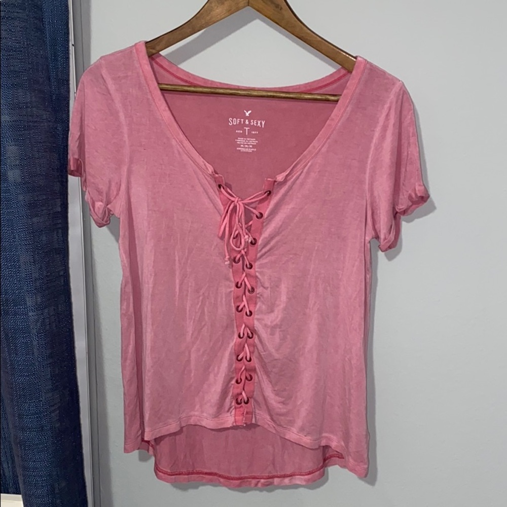AE Soft and Sexy Tie Front Top